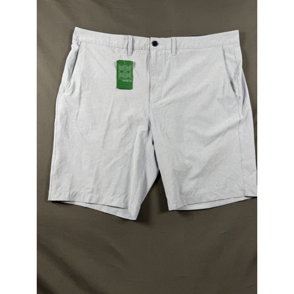 7Diamonds Men's Performance Hybrid Stretch Chino Shorts Blue Solid Flat Front